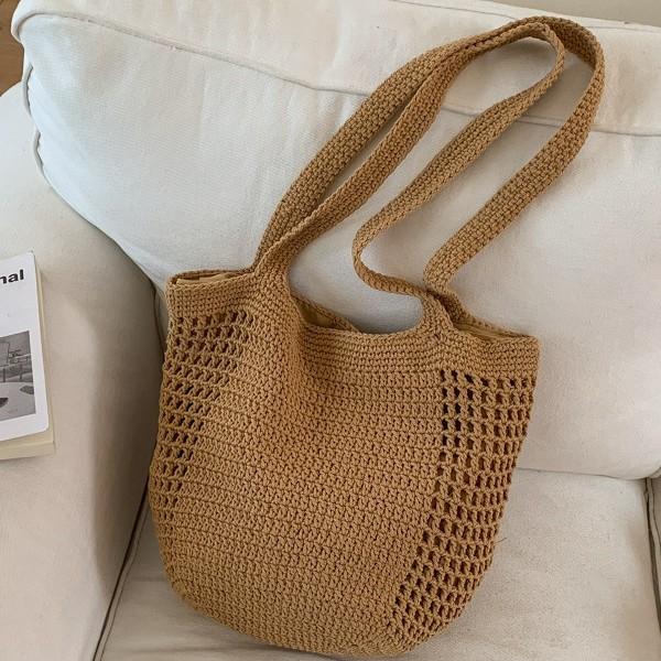IELGY Woven Tote Bag Large Capacity Casual Shoulder Straw Beach Bag