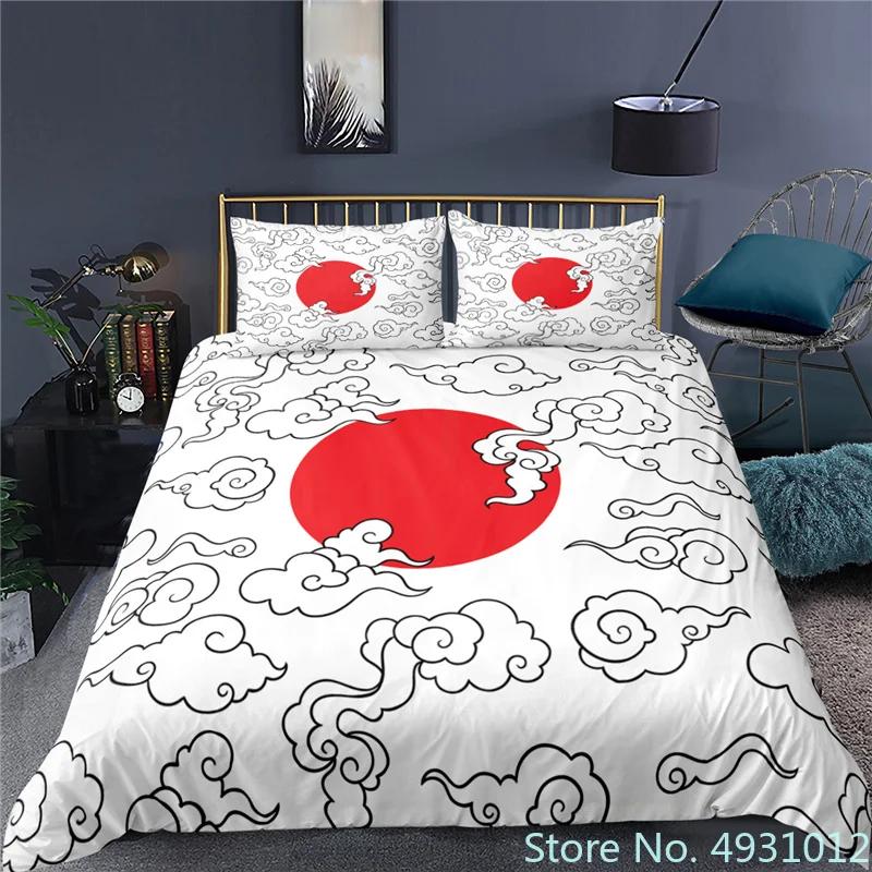 Red Cloud N-Naruto Logo Vortex Bedding Set Pillowcase Anime Bedclothes 3D Printed Kids Adult Boys Quilt Duvet Cover Gift