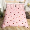 Strawberry Duvet Cover SetRed Strawberry Bedding Set for Girls Cute Black White Geometric Plaid Grid Comforter Cover Full Size