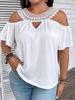 Plus Size Women's Off-Shoulder Lace Collar Vacation Top
