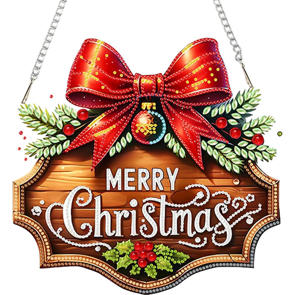 Weihnachtsthema 2D/Flach DIY Strassstein Diamantmalerei Fensteranhänger Spezielle Form Diamantmalerei Anhänger Heimwanddekoration Bastelarbeiten