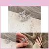 Elegant Korean Style Vintage Rhinestone Ring For Women Adjustable Open Finger Jewelry