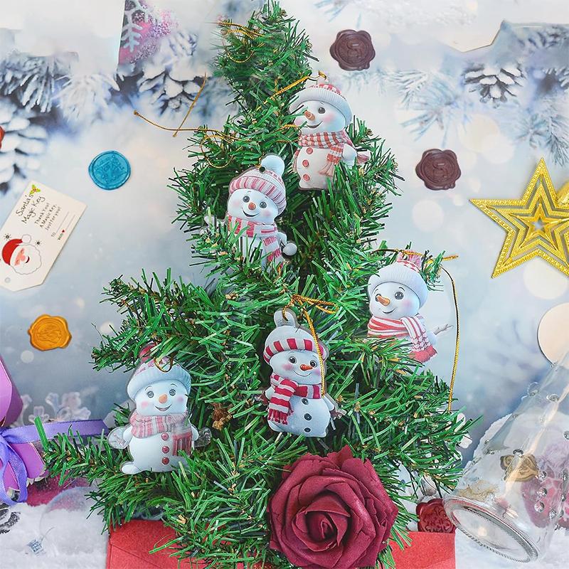 10Pcs Christmas Decoration Pendant 2D Acrylic Christmas Snowman Christmas Tree Pendant for Home Decor Navidad New Year Gifts