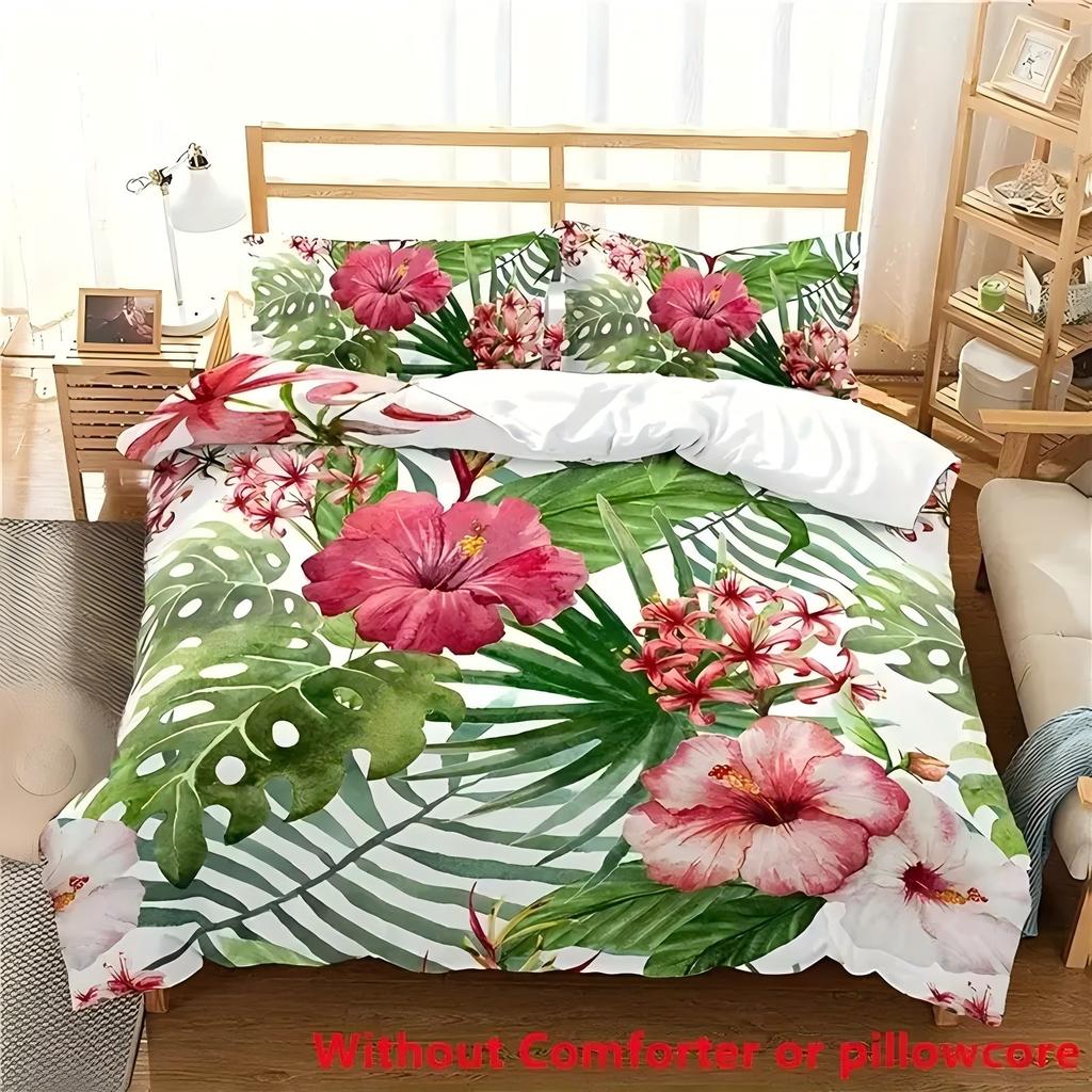 Watercolor Flowers Tropical Leaves 3D Printed Quilt Cover Home Textiles Bedding Cover Soft Comfortable Duvet Cover Pillowcases
