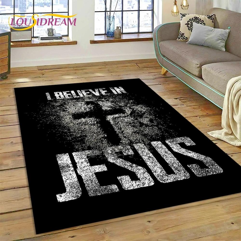 New 3D Pray Holy Bible Cross Jesus Carpet Rug for Bedroom Living Room Home Sofa Decoration,Children Game Large Decor Floor Mat