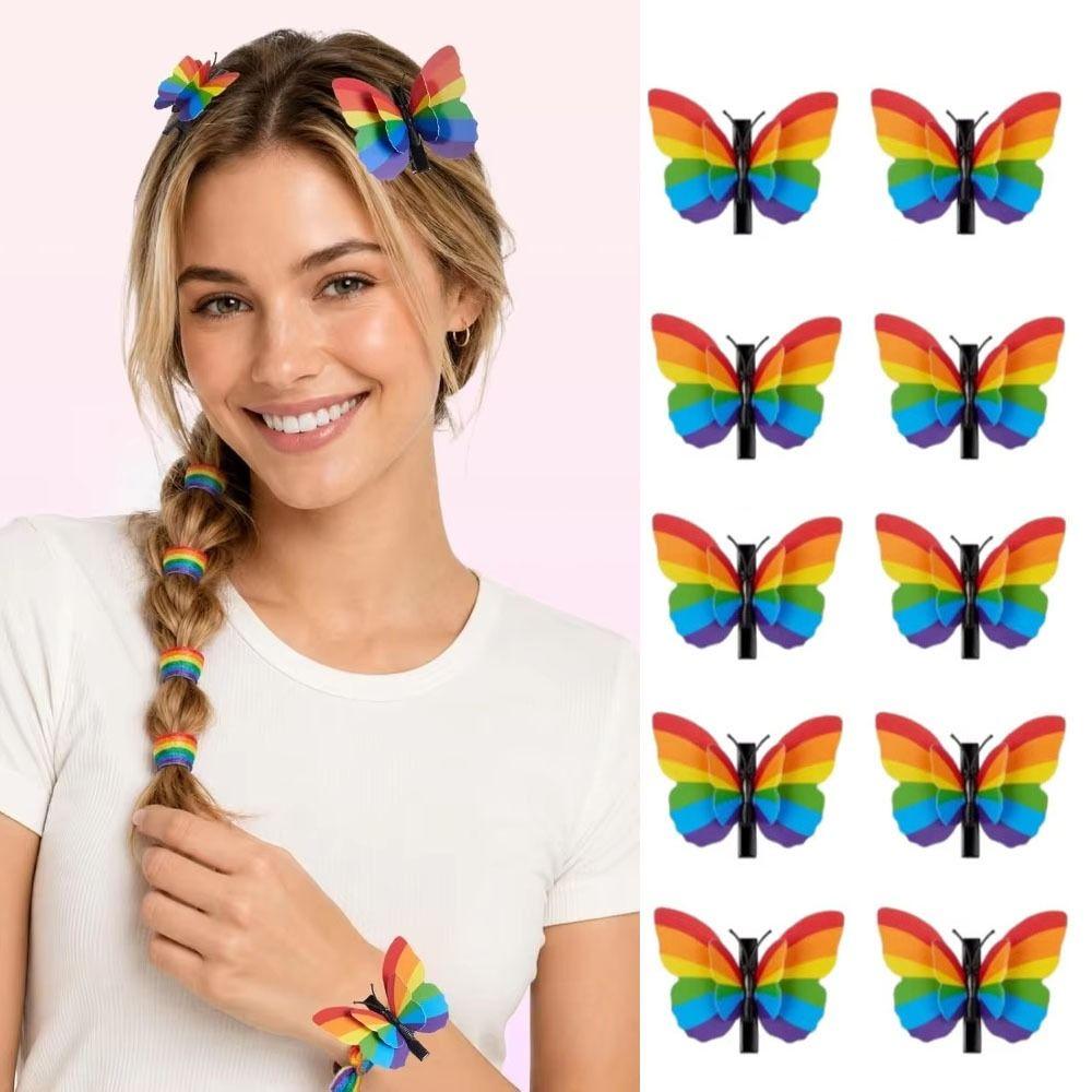 10Pcs/Set Portable Butterfly Hair Clip 3D Butterfly Hair Accessory  Dance Event