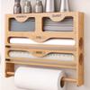 ZISIZ Wandmontierter 3-in-1 Frischhaltefolien-, Alufolien- und Küchenrollenhalter