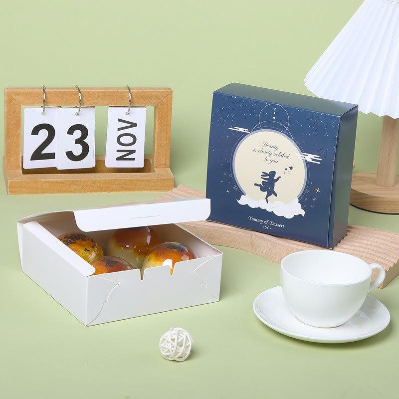 10 Stück Mondkuchen-Verpackungsbox Hersteller Großhandel Mittherbstfest Geschenkverpackt Eigelb Knusprig 80g 4 Stück Packung
