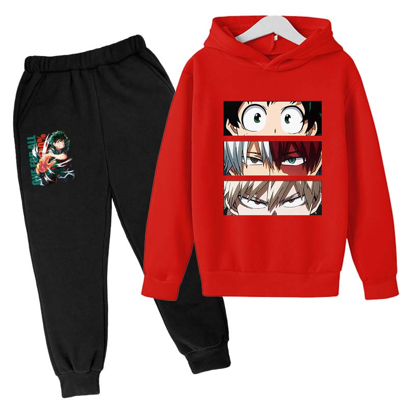 Japanese My Hero Academia Suit Graphic Long Sleeve Hoodies+pant Anime Funny Bakugou Katsuki Harajuku Fashion Sudadera Sweatshirt