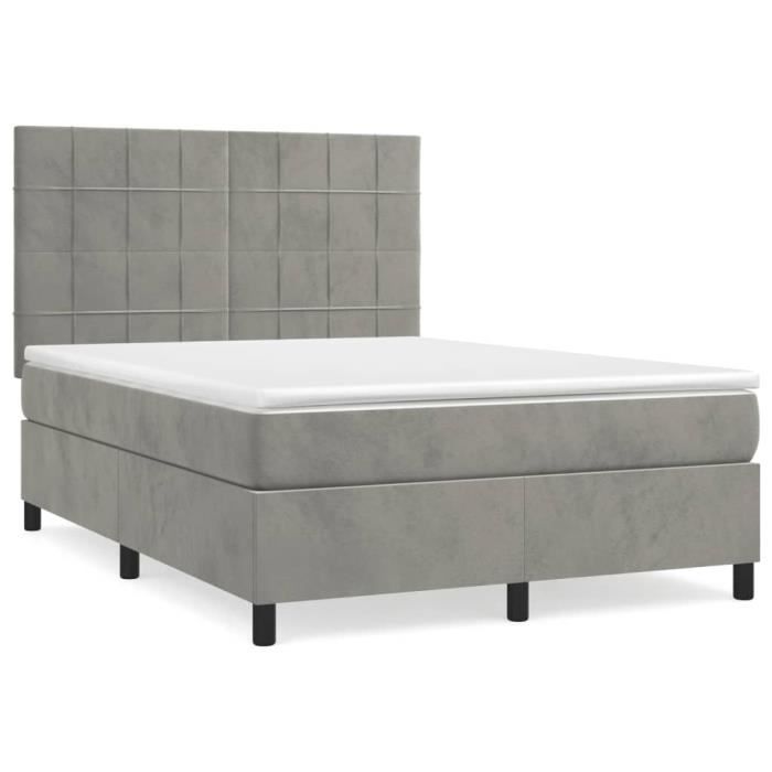 3143019 vidaXL Divan-lit Et Matelas Gris Clair 140x190cm Velours