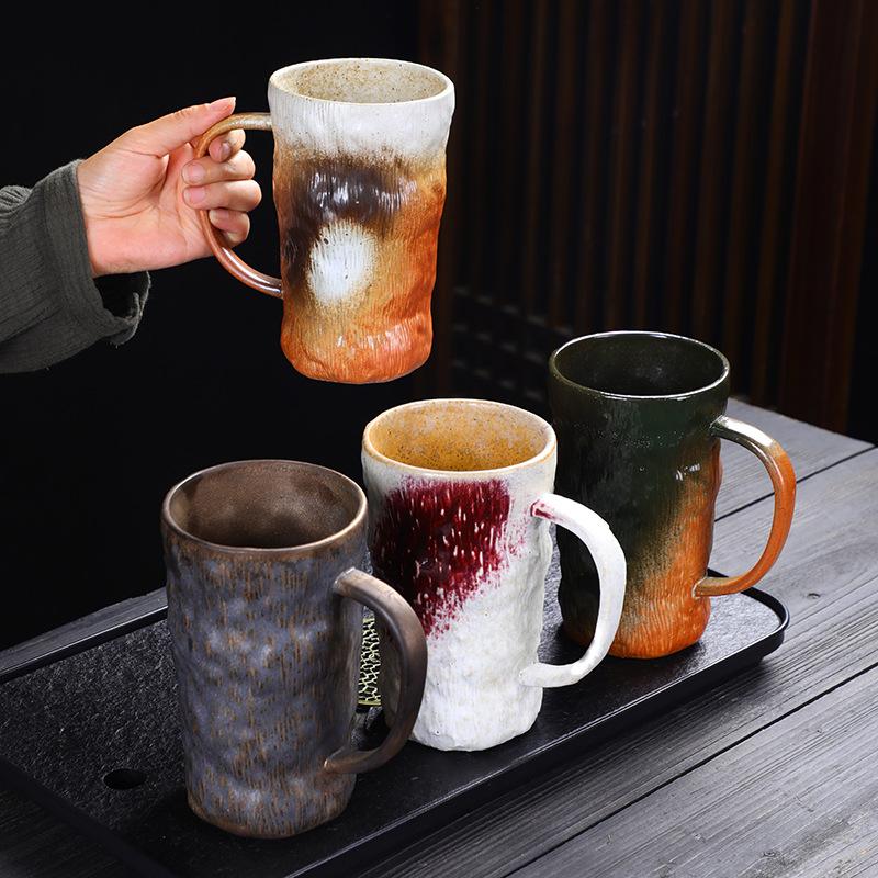800 ml Tasse mit großem Fassungsvermögen Wasserbecher Keramiktasse Japanisch Retro Grobkeramik Kaffeetasse Frühstückstasse Bierkrug