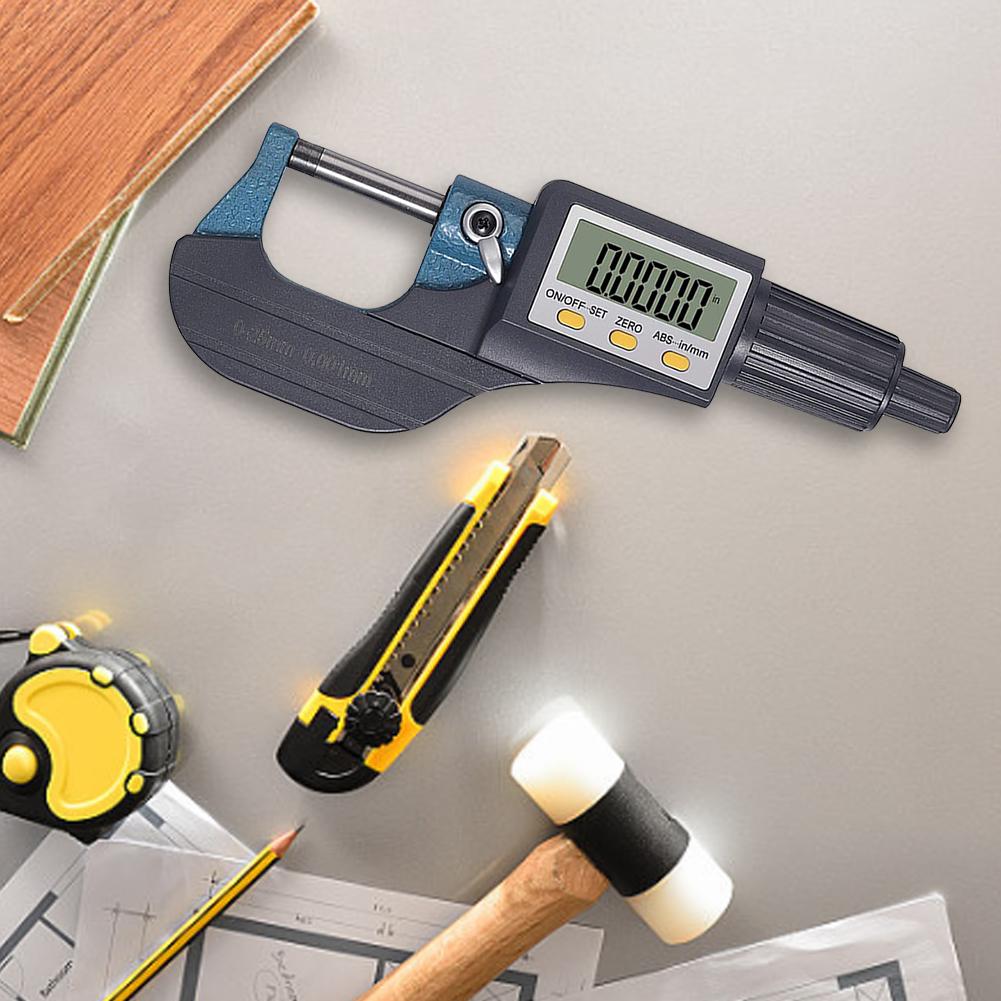 Micrometru digital cu suport 0-25 mm, ecran LCD, micrometru electronic pentru exterior, cu linie de scală 0,01 mm, instrument de ecartament de înaltă precizie
