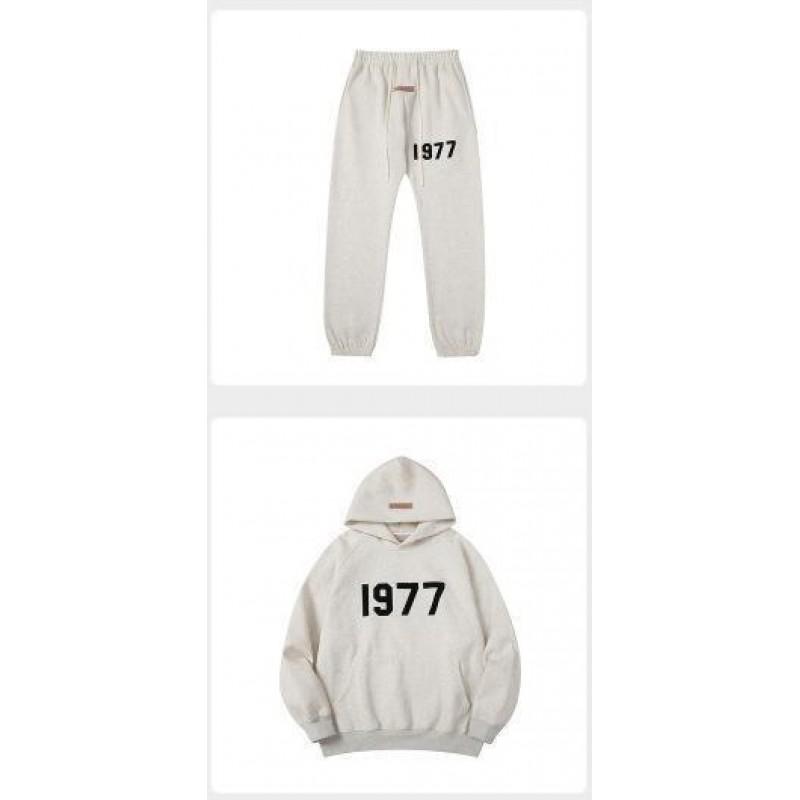 ESSENTIALS Flocked Letter Hoodie Sweatshirt Set Casual Loose Fit Couples Winter Wear