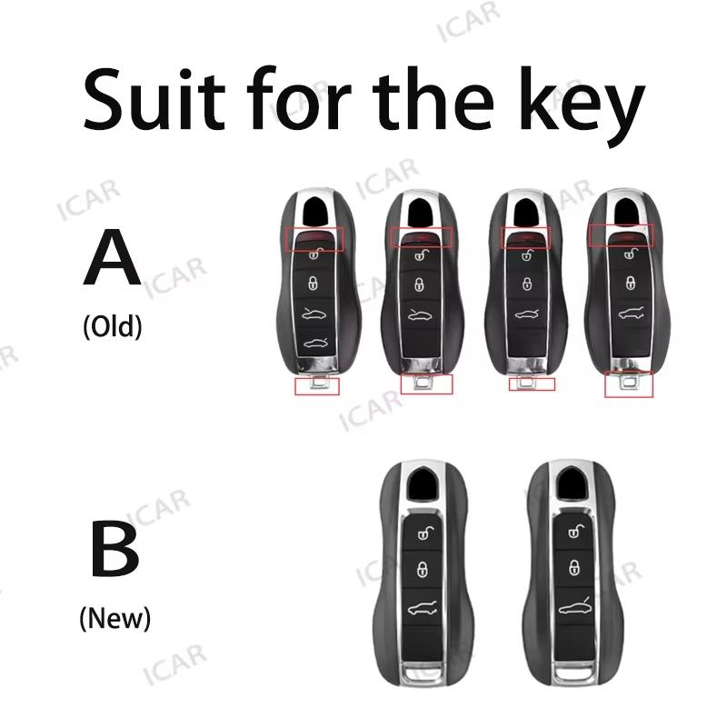 Black for Porsche Panamera Carrera Macan Boxster Cayman Cayenne Taycan 911 970 981 991 Remote Car Key Case Cover Fob Pad Optionl