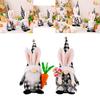 Charming Easter Decoration Plush Black And White Checkered Bunny Ears Doll With Flowers