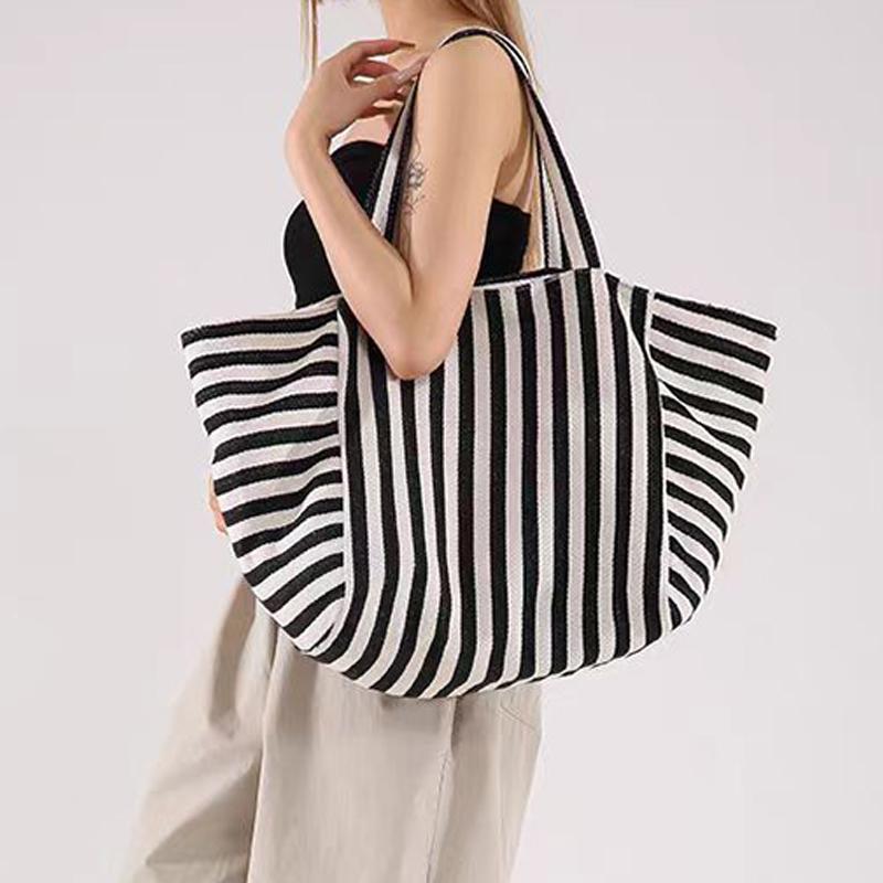 Korean Version Large Capacity Tote Bag New Fashion Striped Tote Bag Shoulder Bag