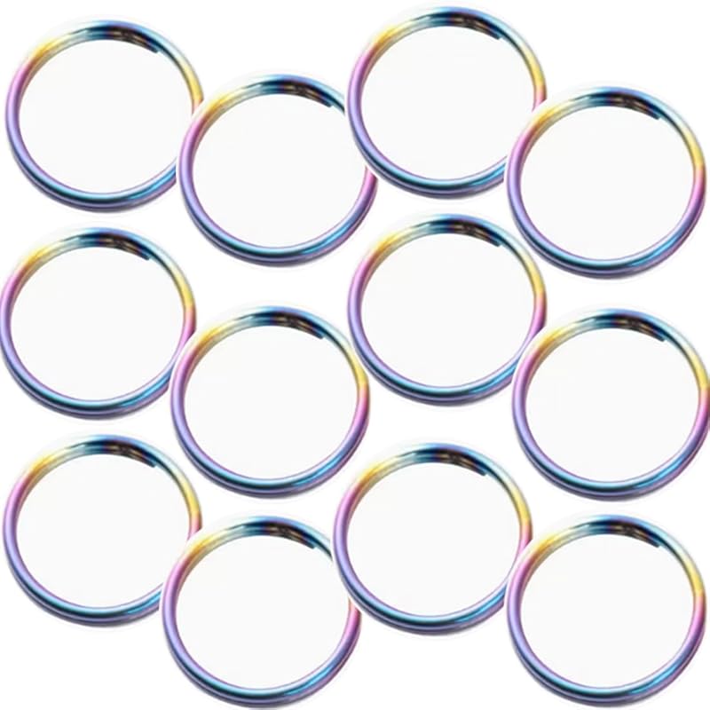 

[GEJ-Tech] Made of titanium small double ring Round press lightweight key ring (Rainbow 14mm 12 pieces set)