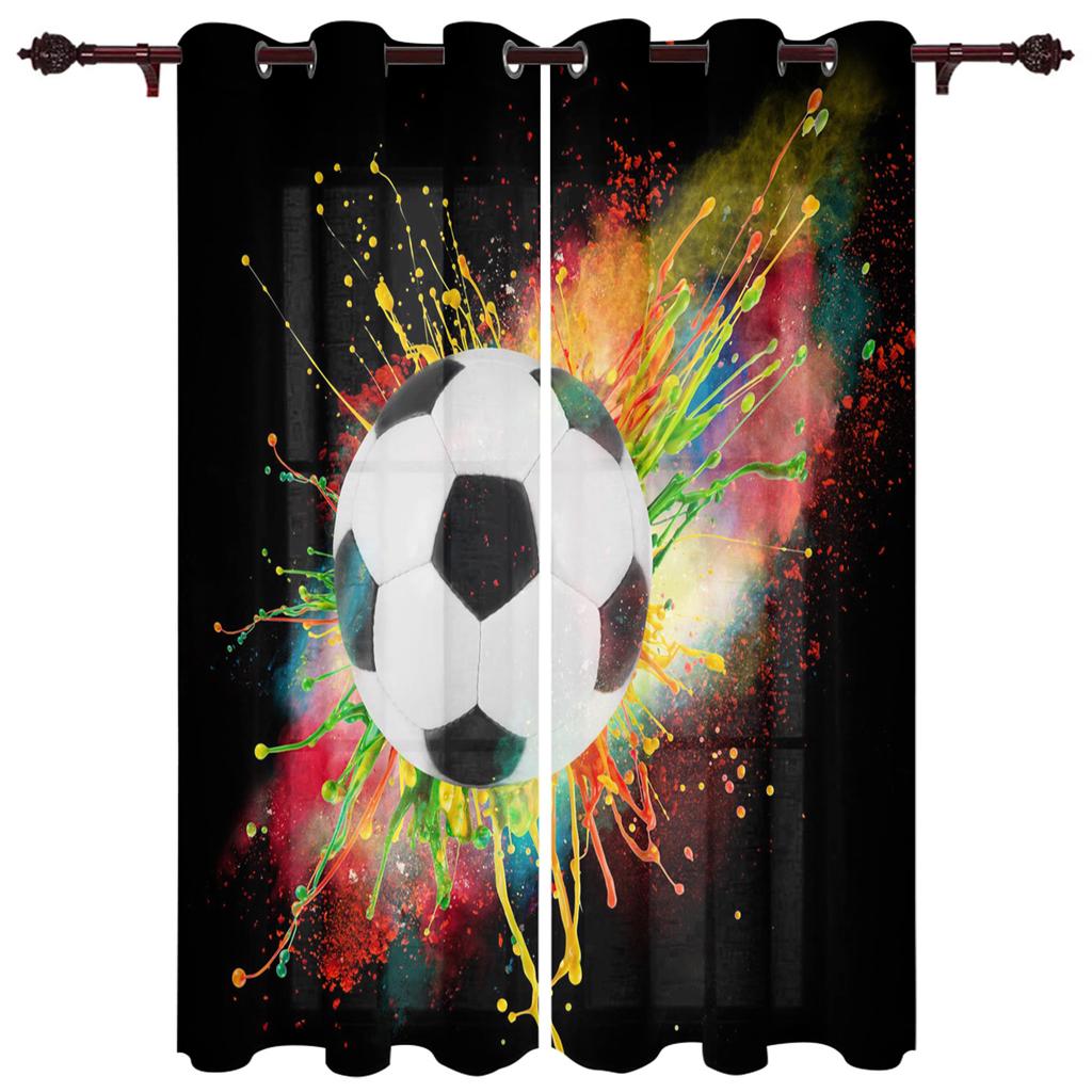 Modern Window Curtains for Living Room Color Billiards Round Sports Curtains for Child Bedroom Kitchen Decor Blinds Drapes