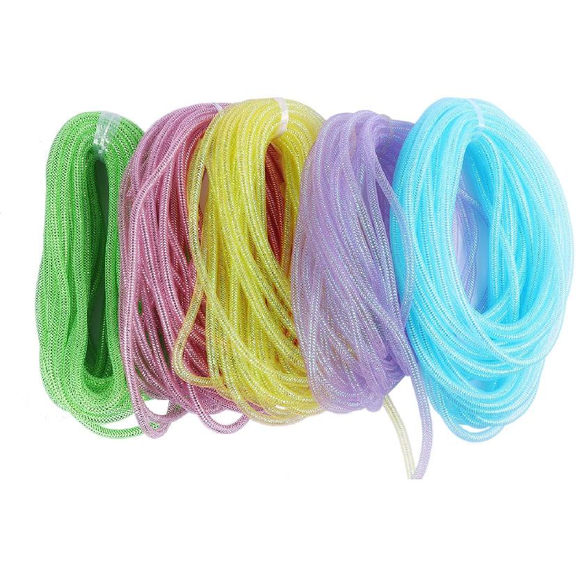 YYCRAFT 75 Yards Mesh Tube for Craft Deco Flex for Wreaths Cyberlox CRIN Crafts 8mm 3/8-Inch Easter Day,5 Colors