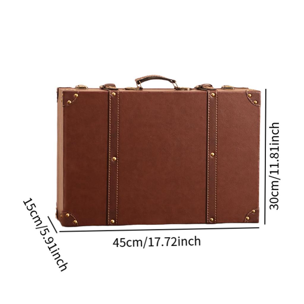Vintage Suitcase Box Wooden Treasure Chest Collection Dustproof Storage Carry on for