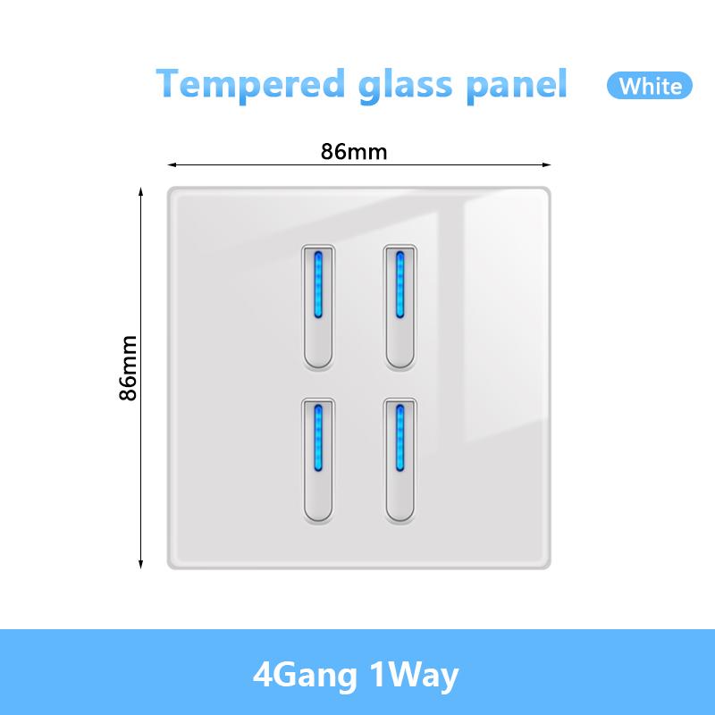 White LED Indicator Light Switch Panel Glass Piano Key Self-reset Wall Switch socket,UK FR EU Universal USB Electrical Outlet