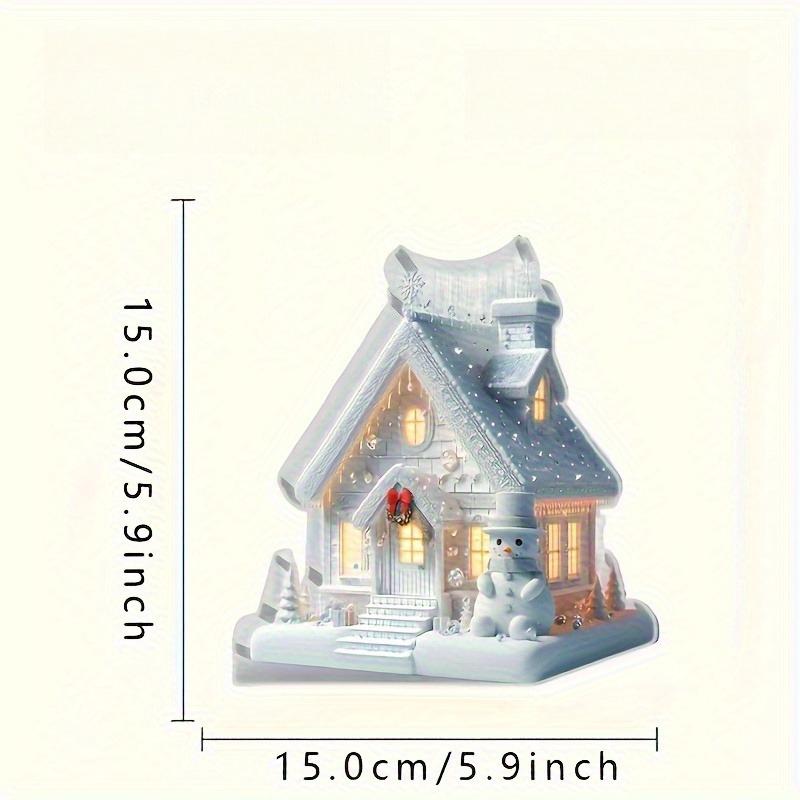 2D Flat Classic Acrylic Snowman House Tabletop Decoration, Snowman, Pine Trees, and Snowflakes, suitable for wall decoration, porch, room, villa, acce