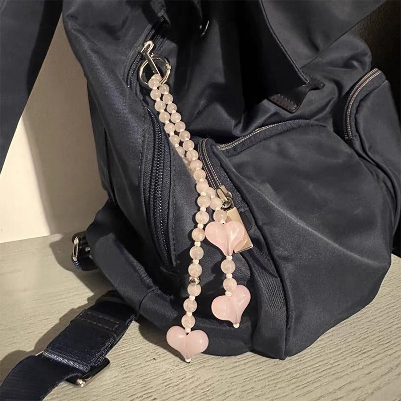 Bag Charm For Women Y2K Accesories Love Heart Pendant Colorful Beads Chain  Lady Jewelry