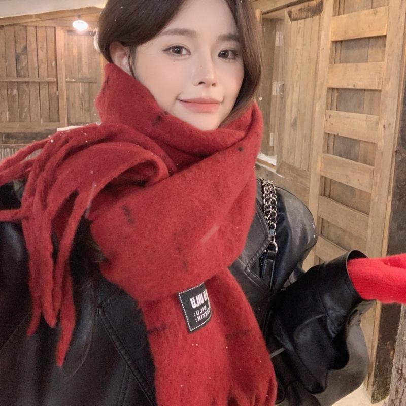 New Women'S Solid Striped Scarf Winter Warm Soft Fringe Shawl Korean Fashion Colorful Thick Wrap Scarves For Ladies Male Unisex