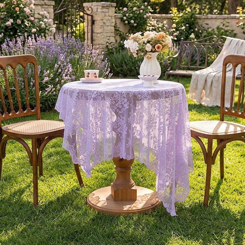1pc Black Lace Tablecloth with Phoenix Tail Flower Embroidery for A Wedding, Suitable for Outdoor Parties and Home Decoration