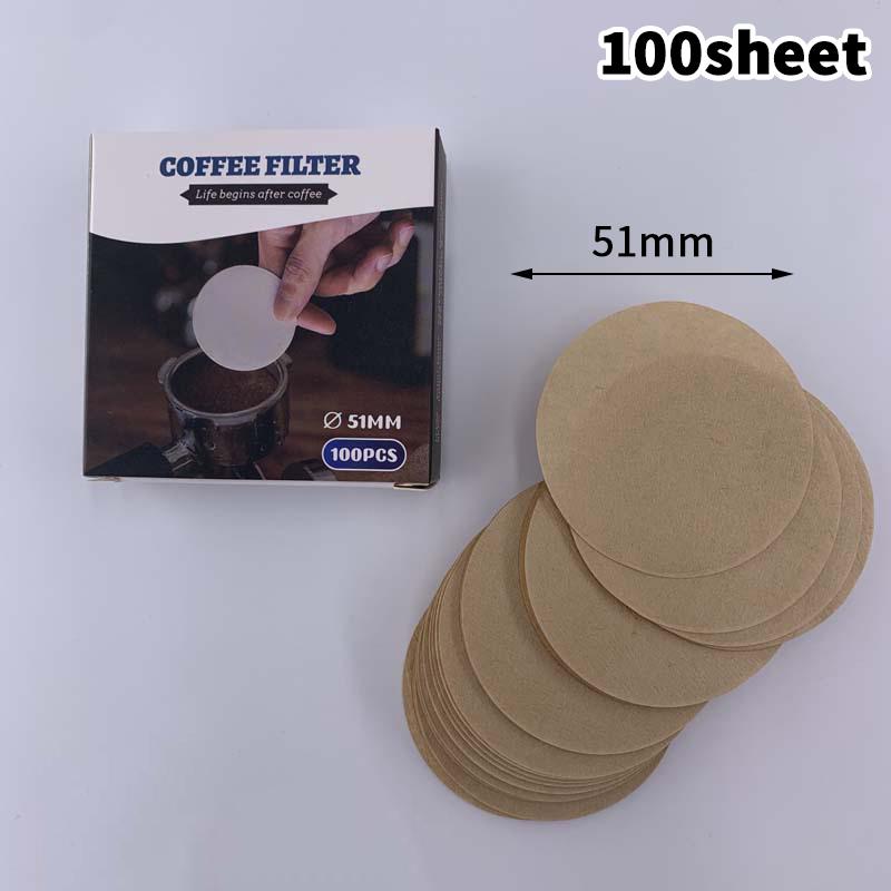 51/53/58mm Portafilter Basket Coffee Filter Paper For Espresso Machines 100 Sheets Round Coffee Paper Filter Outdoor Tableware