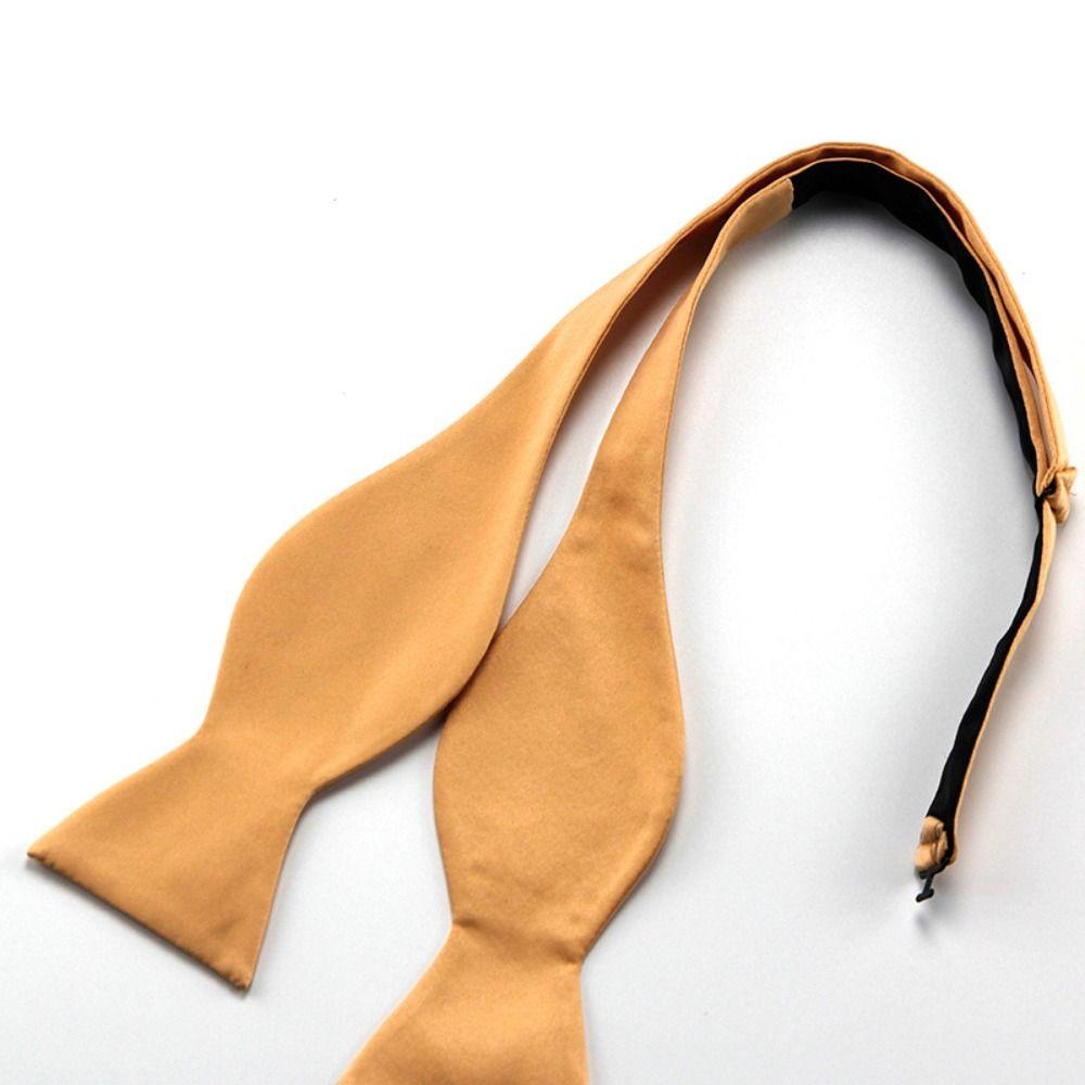 

2024 Silk Satin Mens Bowties Self Bow Ties Adjustable Classic Men Vintage Bowtie Bowknot Gift Business Wedding Party Ties золотий