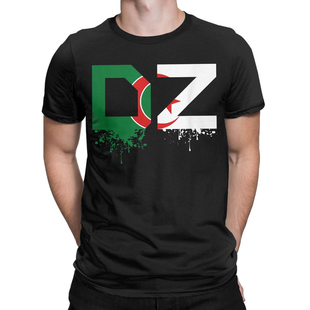 DZ Algeria Algerian Flag Men T Shirt Africa Arab Novelty Tees Short Sleeve Round Collar T-Shirt Cotton Summer Clothing