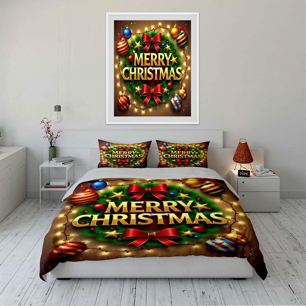 Merry Christmas Festive Bedding Set Bedding set (1 duvet cover, 2 pillowcases, duvet not included)