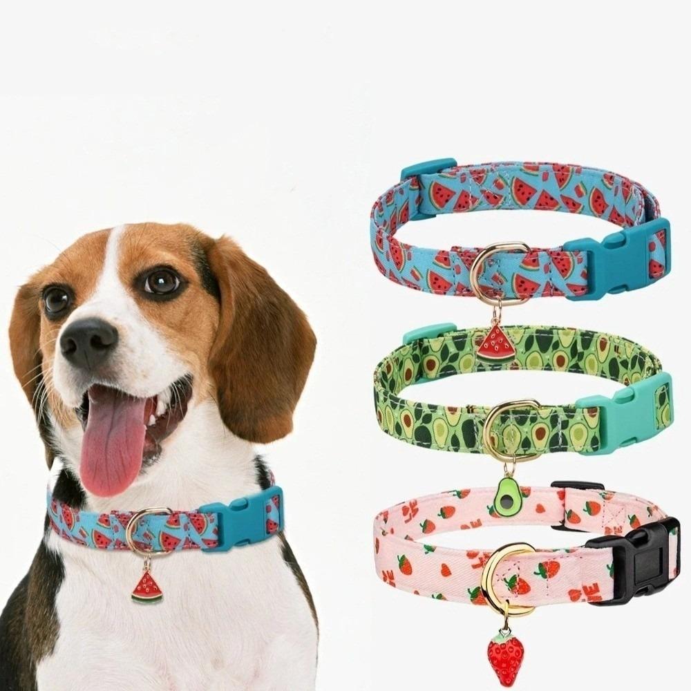 Soft Dog Strawberries Collar Fruit Print Cat Watermelon Collar Durable Pet Chain  Pet Accessories