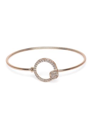 Rose Gold Cubic Zirconia Contemporary Bangle Style Brass Kada for Women