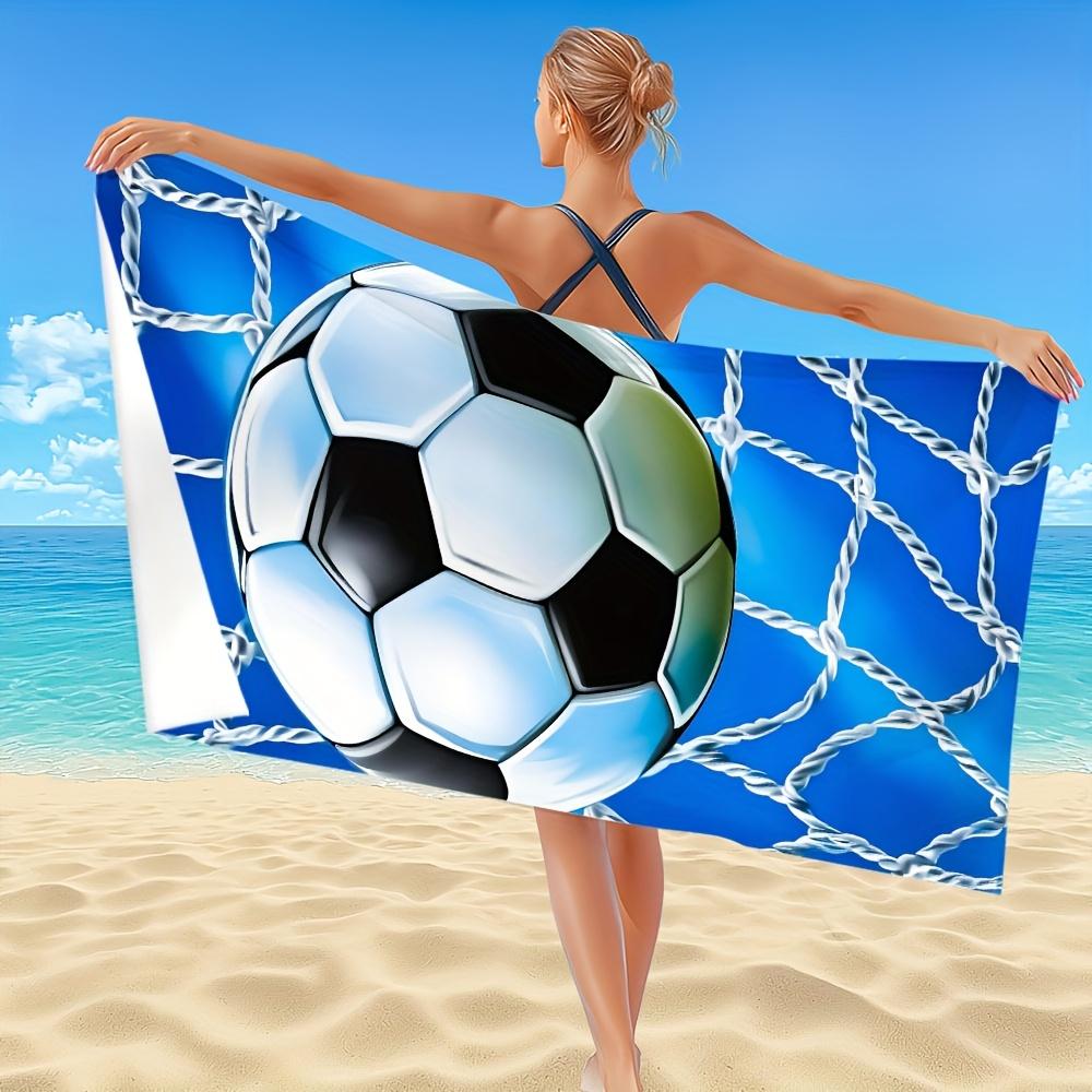 Football Pattern Microfiber Beach Towel Soft Absorbent Quick-Dry Lightweight Machine Washable for Swimming Camping Bathing Yoga