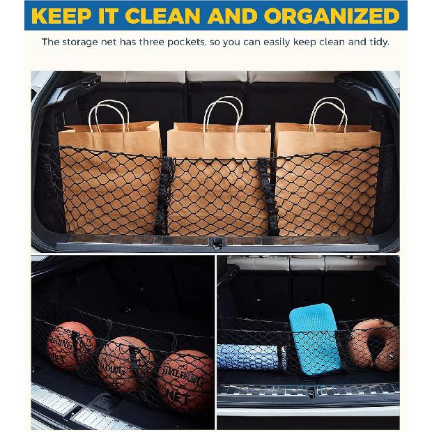 Cargo Net,Cargo Net For SUV,Truck Bed Organizer,Car Accessories Automotive Cargo Nets,3 Pocket Truck Bed Cargo Net,Truck Net Truck Storage,Mesh