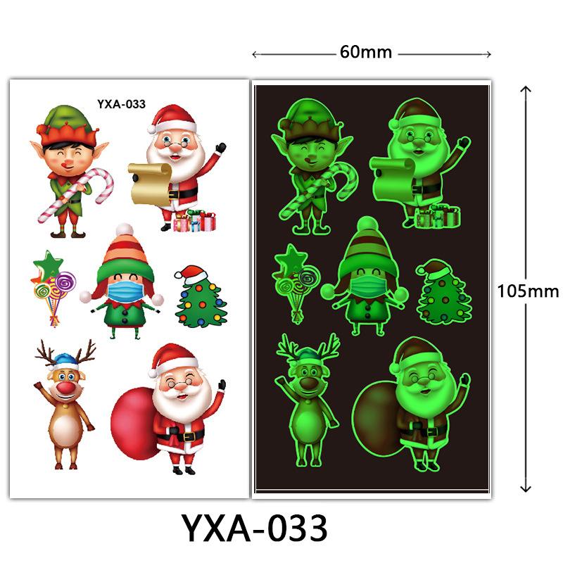 Christmas Luminous Tattoo Sticker Glowing Waterproof Sweat Cute Cartoon Holiday Party Temporary Sticker
