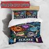 3pcs Duvet Cover Set (1*Duvet Cover + 2*Pillowcase, Without Core), Custom Name Demon Slayer Anime Pattern Bedding Set, Home Bedroom Decor Gift