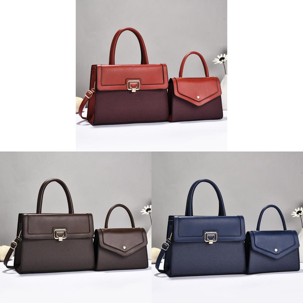 Womens Handbag Set Pu Lock Closure With Inner Pockets For Daily Use