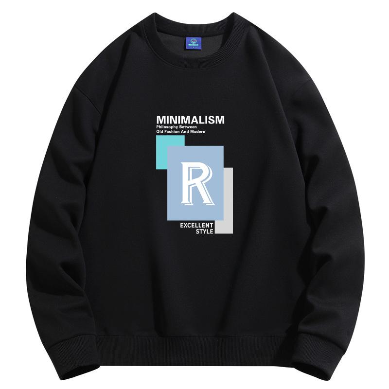 

Мужская модная толстовка с круглым вырезом и узором UD, повседневная толстовка с длинным рукавом и большим размером 4XL чёрный