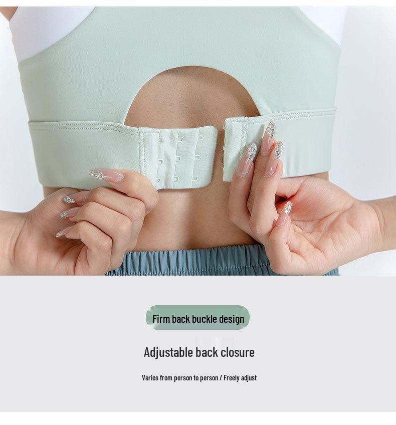 Plus Size Color Block Shockproof Two-Piece Sports Bra with Racerback and Fixed Chest Pad for Women