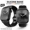 Men Bracelet for Apple Watch Ultra2 49mm Series 10 46mm Silicone Band Suitable Iwatch 7 8 9 45mm Se 4 5 6 44mm Adjustable Correa