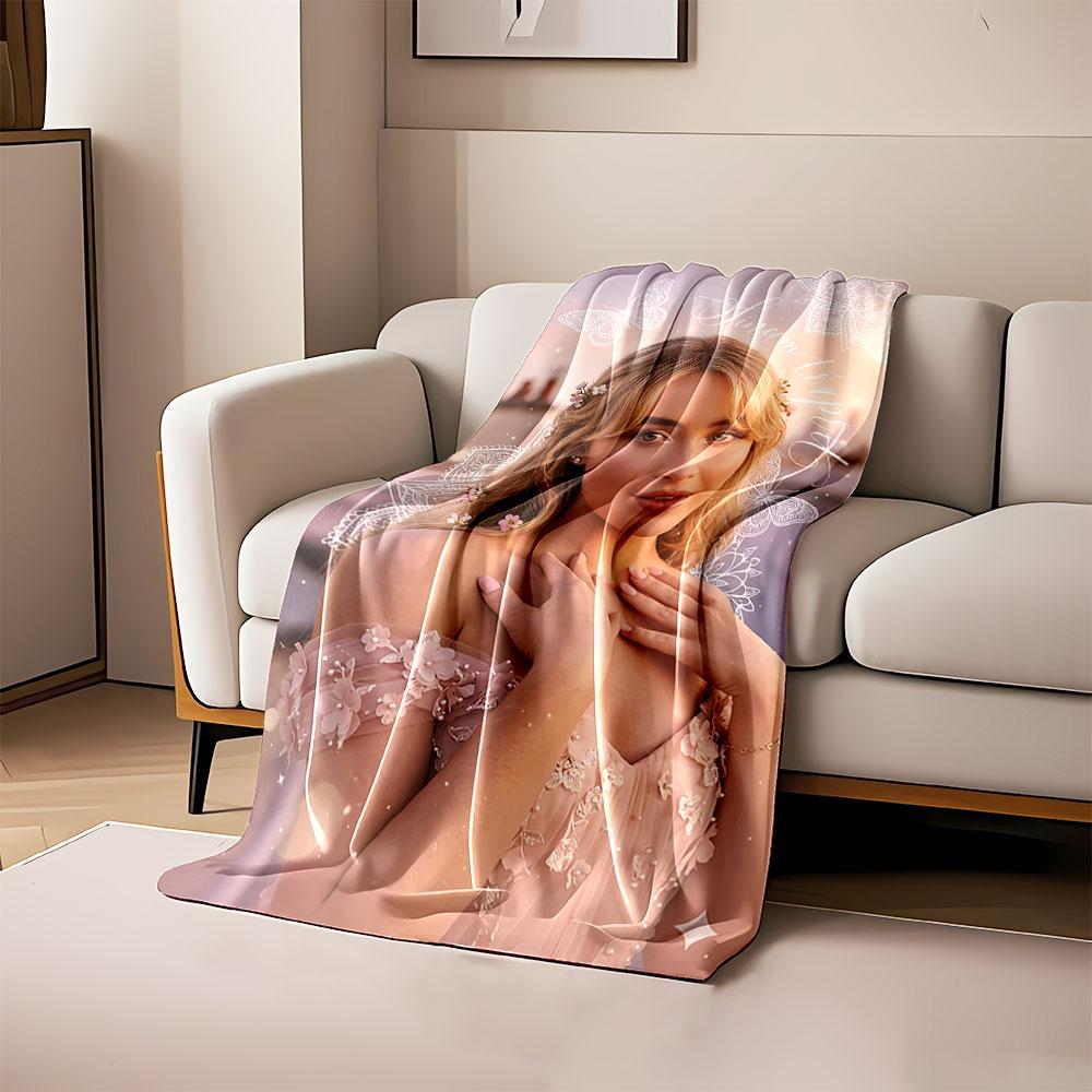 Elegant Woman with Floral Art for All Seasons Blanket Lunch Break Throw Gift