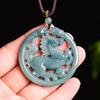 Pendente Zodiacale Cavallo in Giada Blu Naturale per la Buona Sorte