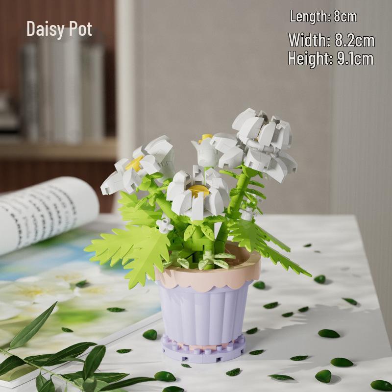 Secret Garden Flower Building Blocks: Rose & Carnation Potted Plant Toy - Perfect for Children's Play and Teacher's Day Gifts