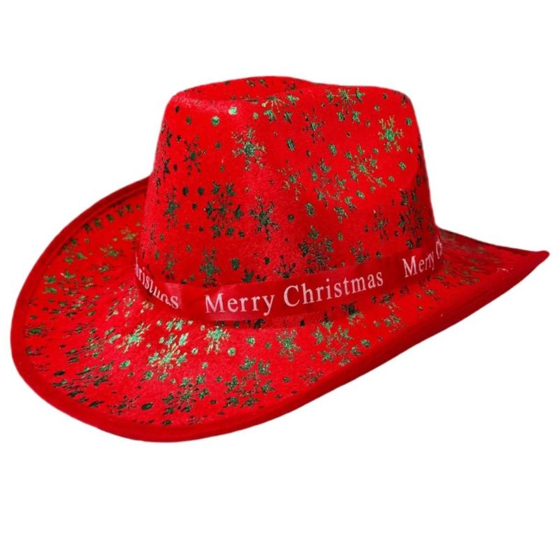 Christmas Top Hat for Women Men Holiday Celebration Cowgirl Hat Unisex Party Hat Festival Caps Party Props Costume Hat