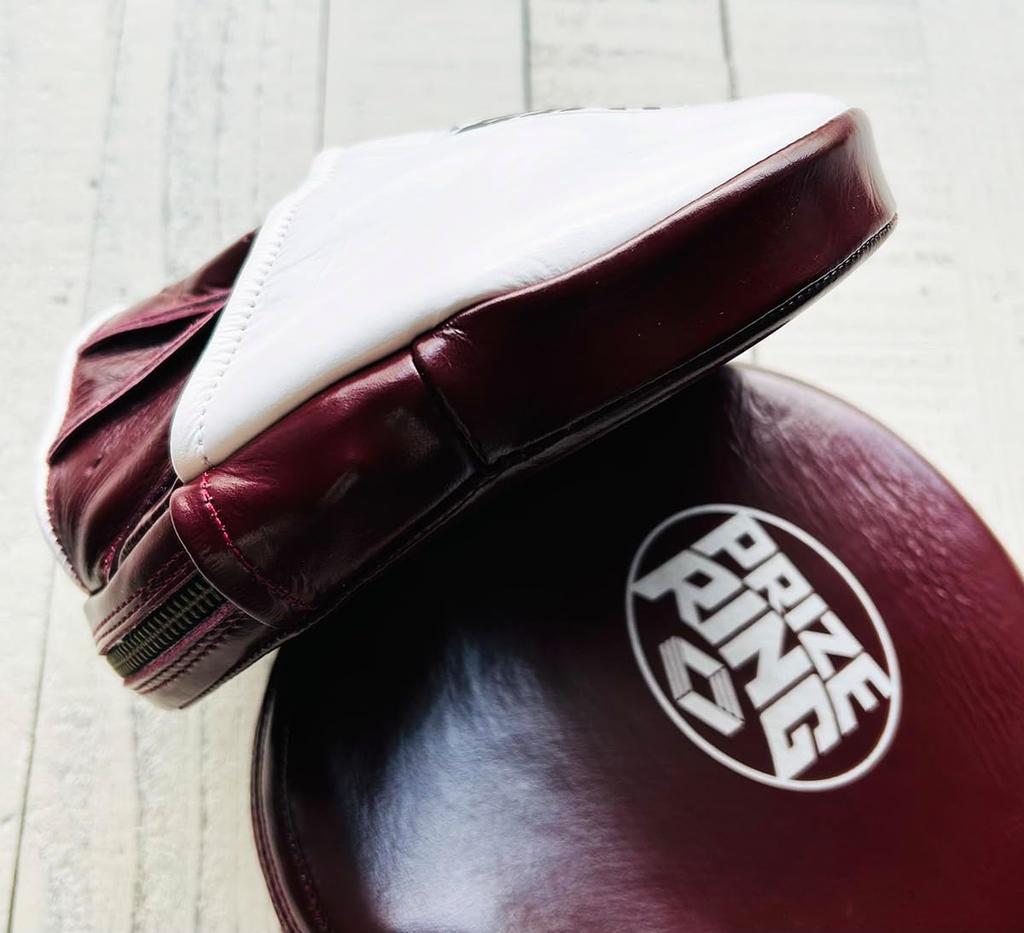 PRIZE RING "Classic 75" Genuine Leather Ultra-Thin Boxing Mitt, Burgundy (M)