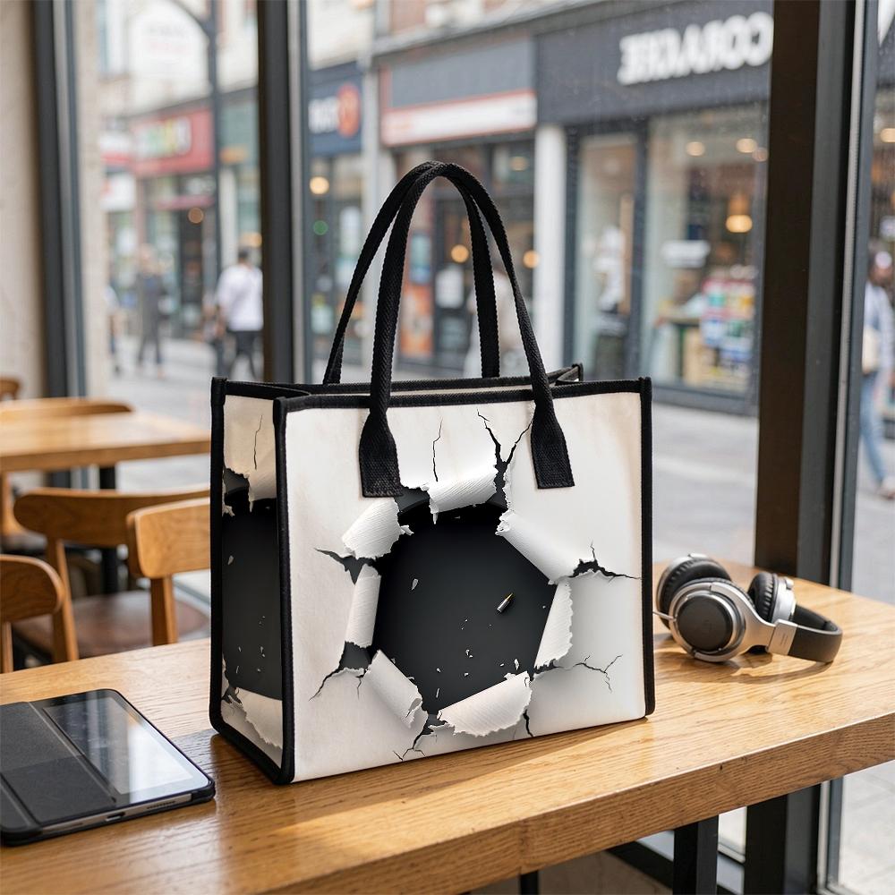 Crack Print Large Tote Bag Fashion Trendy Casual Shopping Handbag Lightweight Durable Daily Use Shoulder Bag for Women