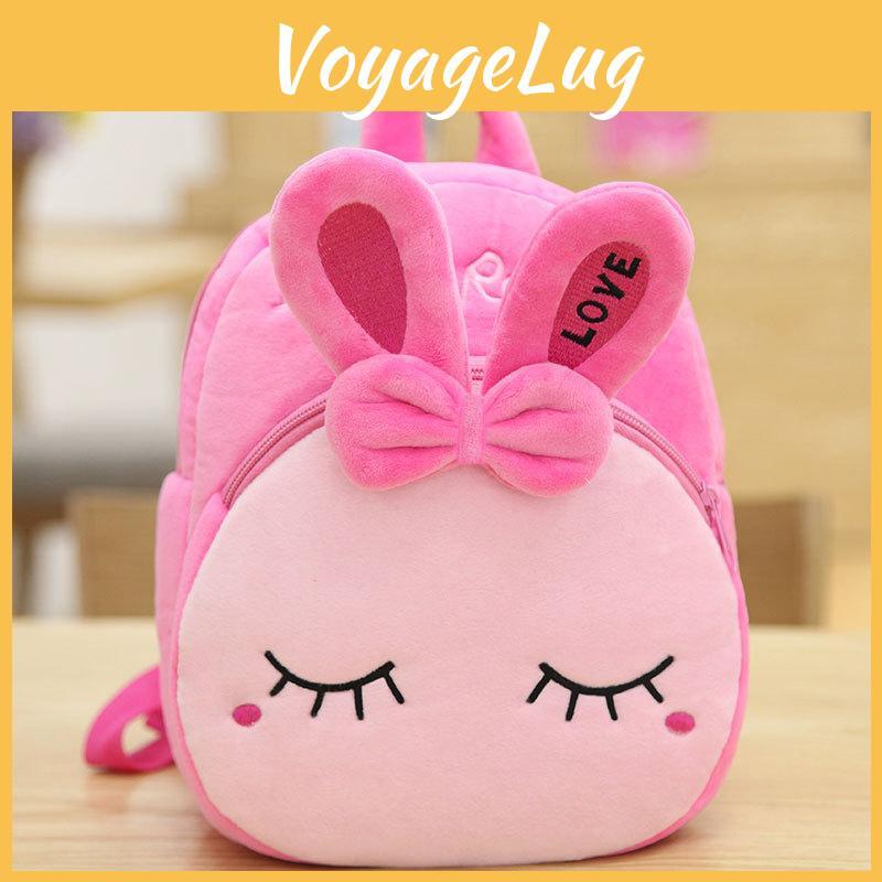 Striped Pink Bunny Cartoon Animal Plush Children Backpack For Toddler Use School